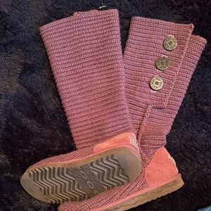 UGG Knit Button Boots - Maroon